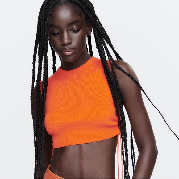 Zara Orange Ribbed Crop with Cut-Outs ✨ - Picture 5 of 8